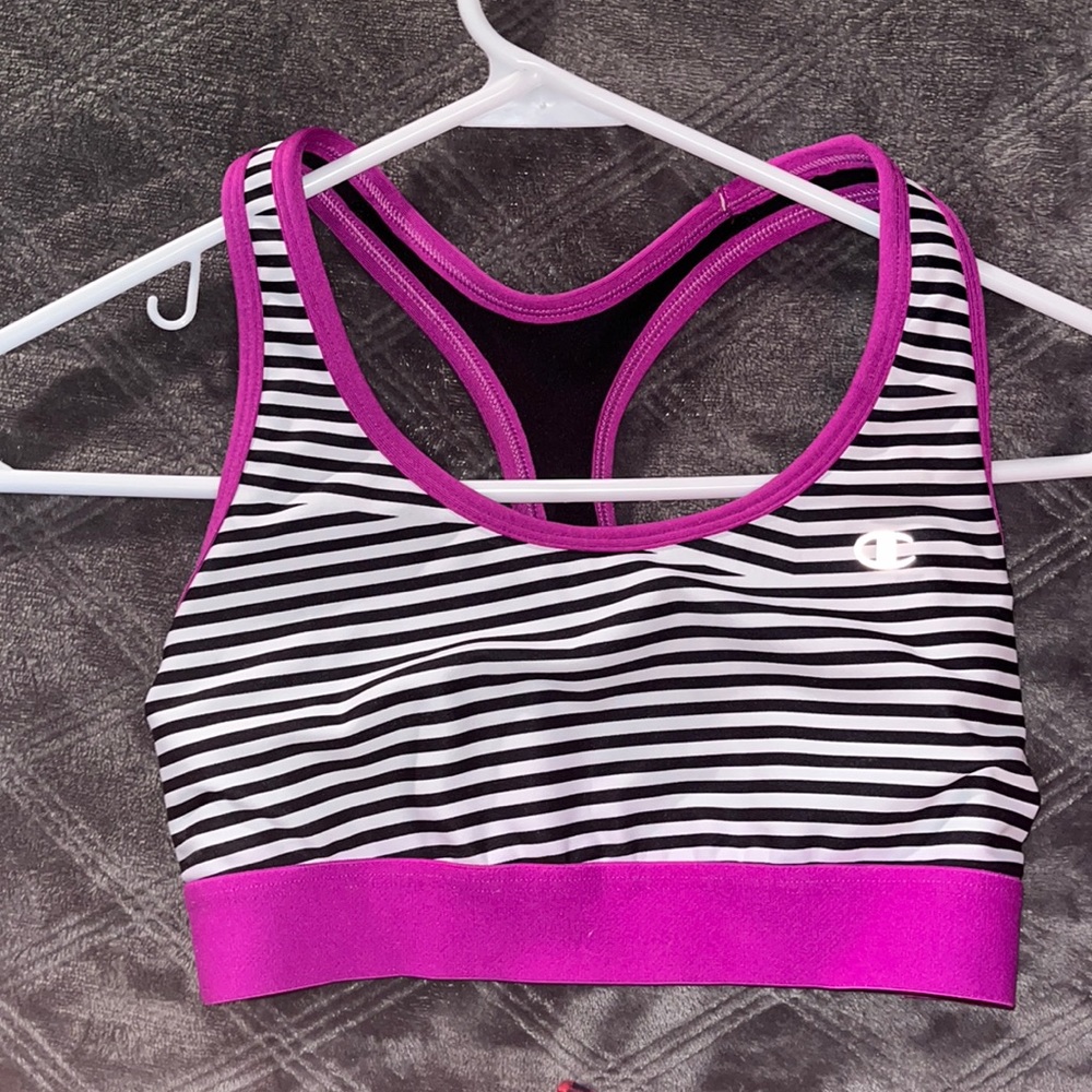 striped sports bra